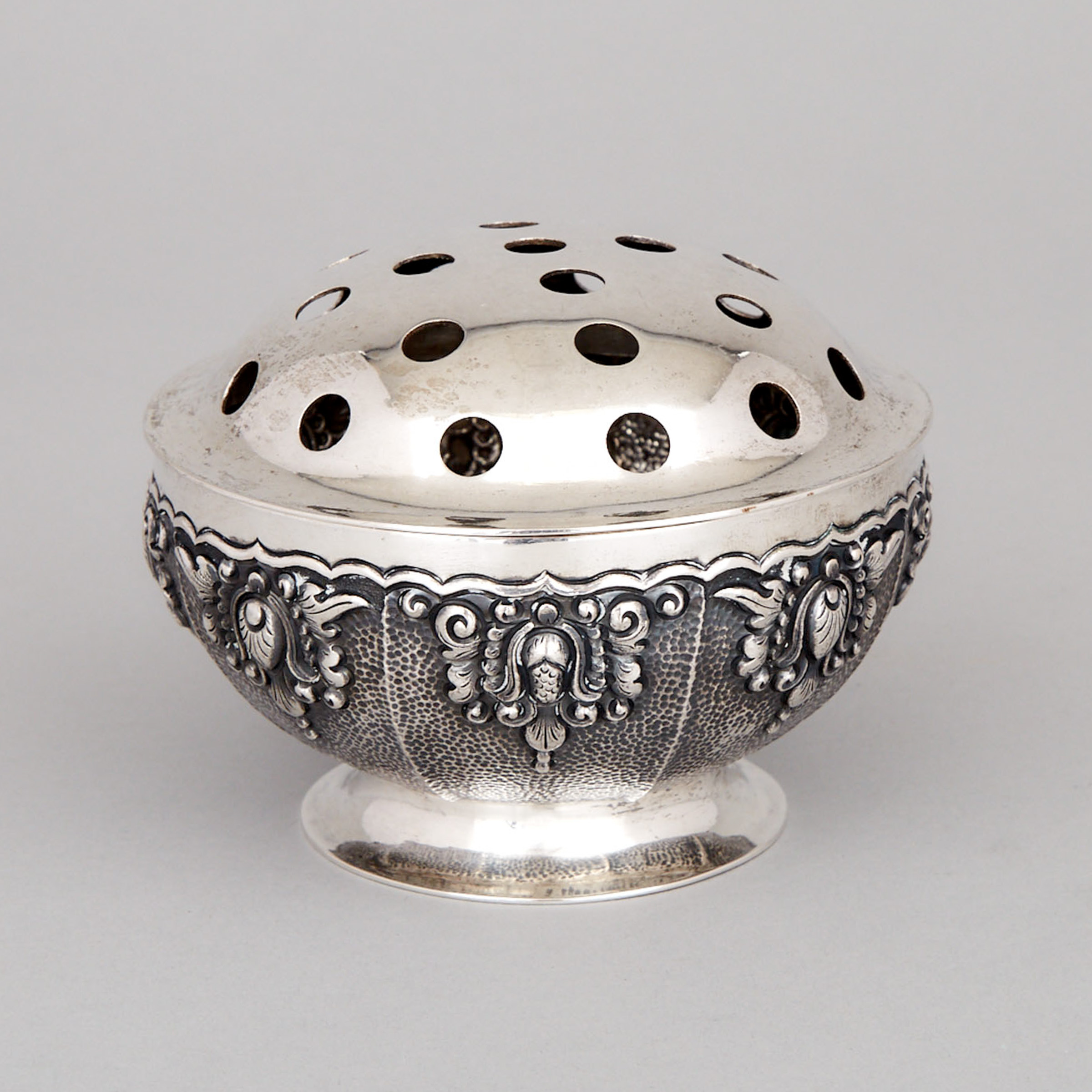 Indonesian Silver Incense Bowl with Cover, Java, 20th century