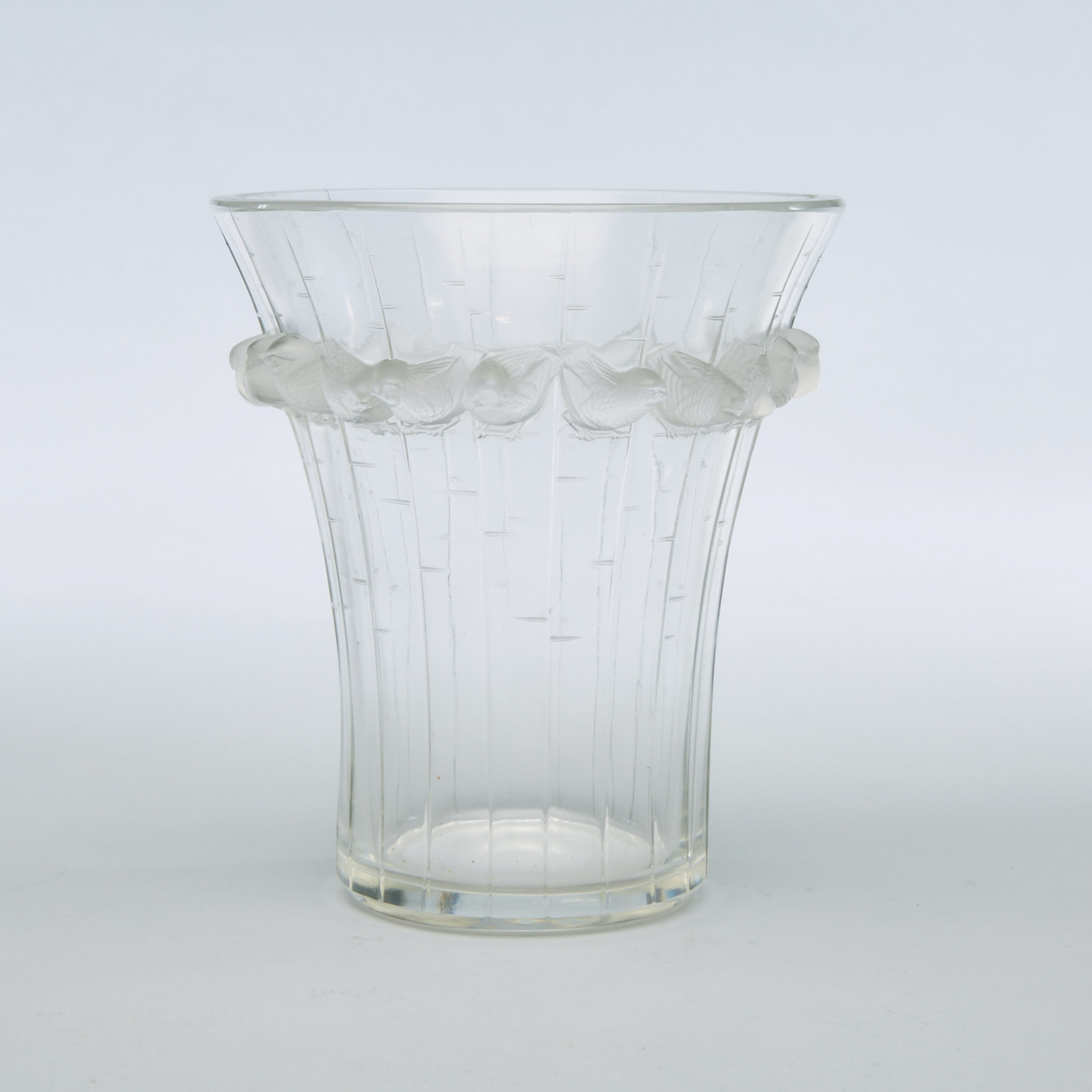 ‘Boulouris’, Lalique Moulded and Partly Frosted Glass Vase, post-1945