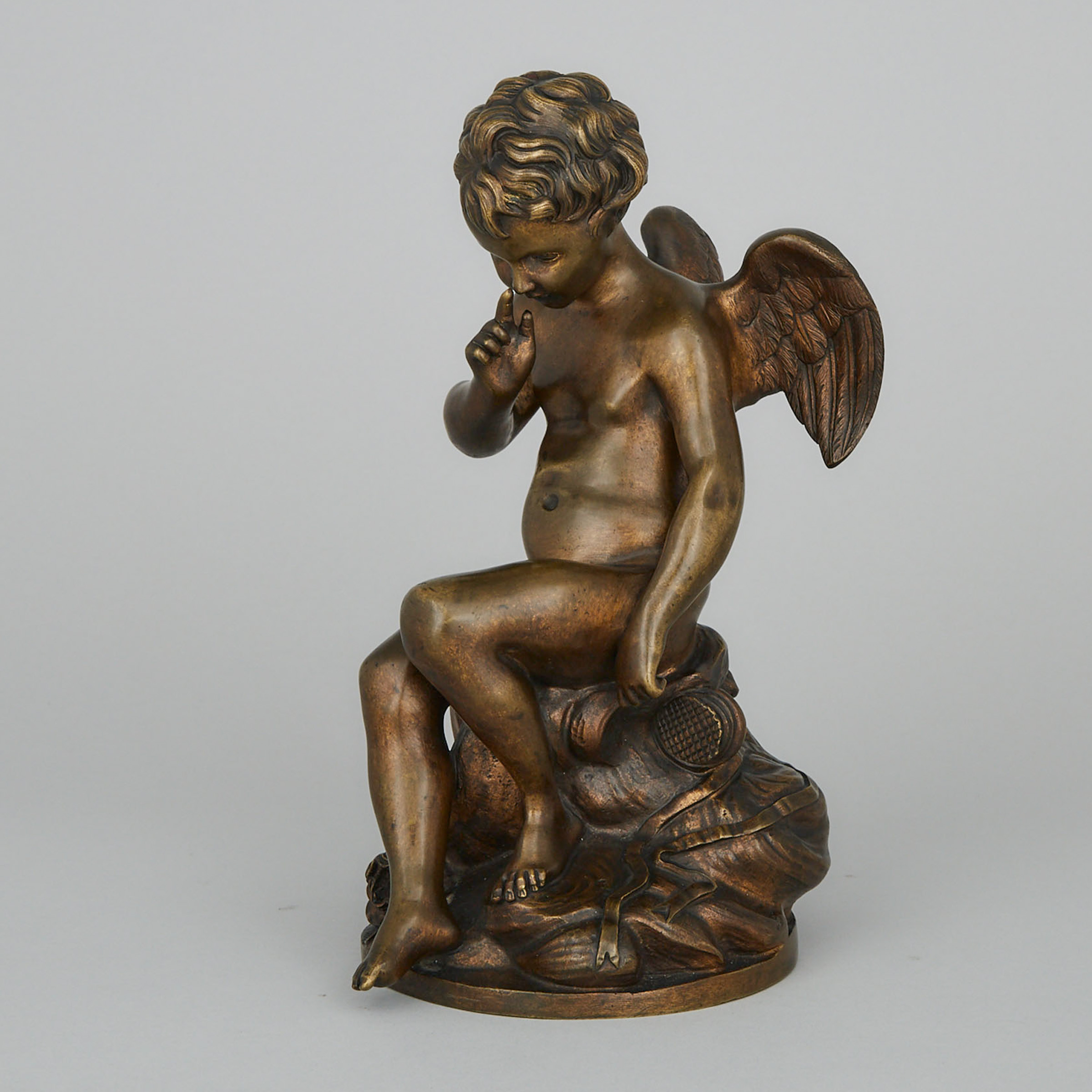 French Patinated Bronze Figure of a Cupid, after Clodion, 19th century