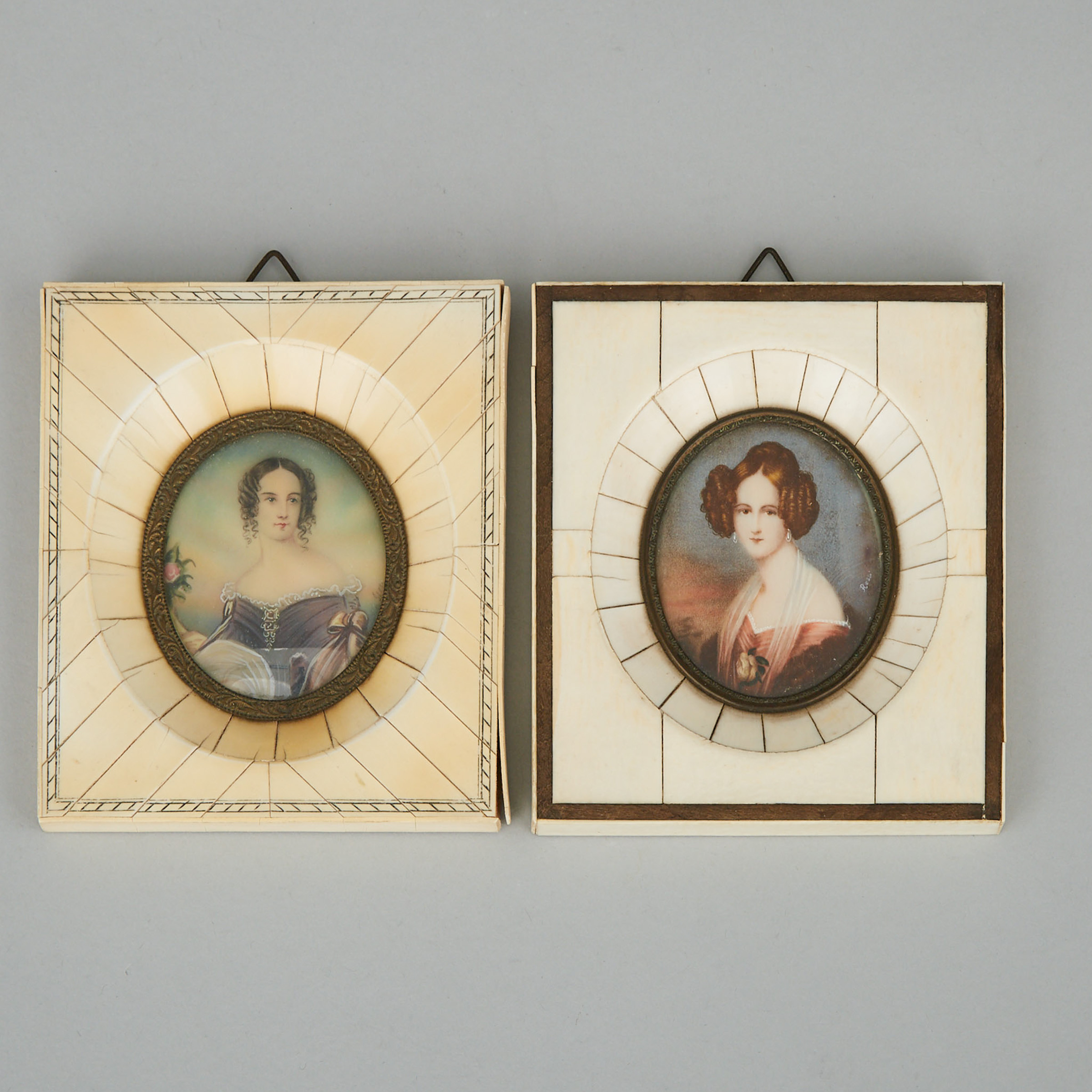 Two Austrian School Portrait Miniatures of Countesses, early 20th century