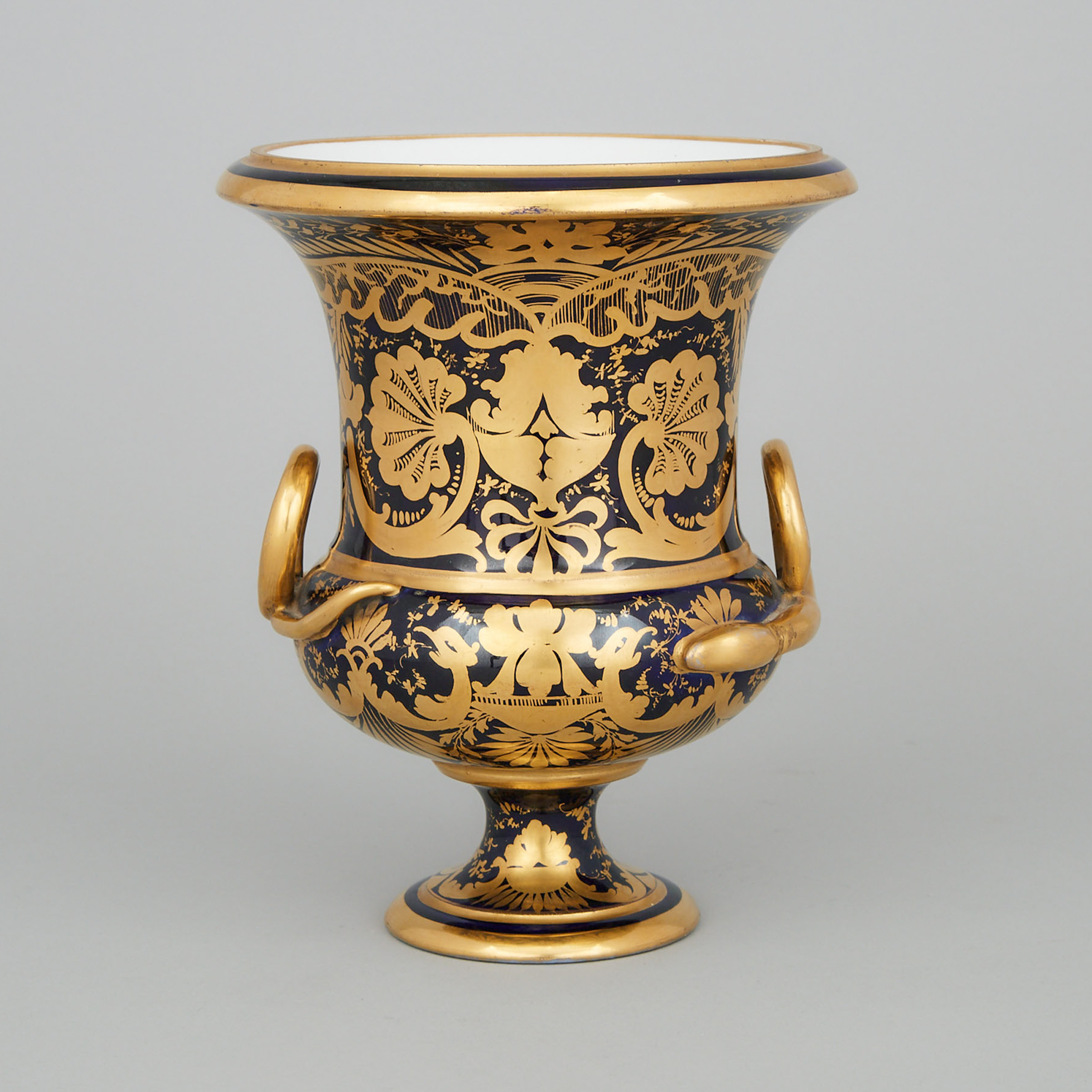 Samson ‘Derby’ Blue and Gilt Ground Campana Shaped Vase, late 19th/early 20th century