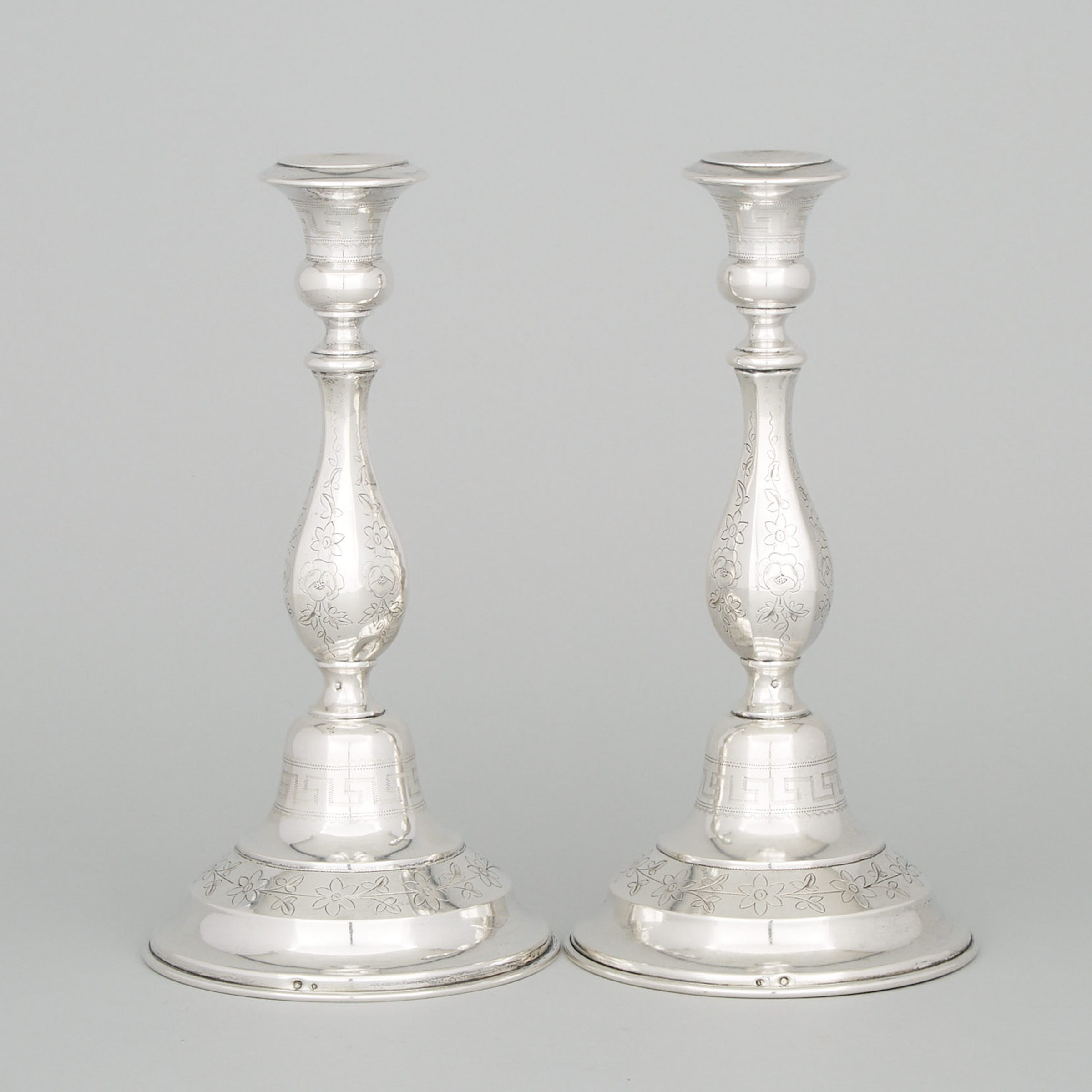 Pair of Austro-Hungarian Silver Candlesticks, Vienna, late 19th century