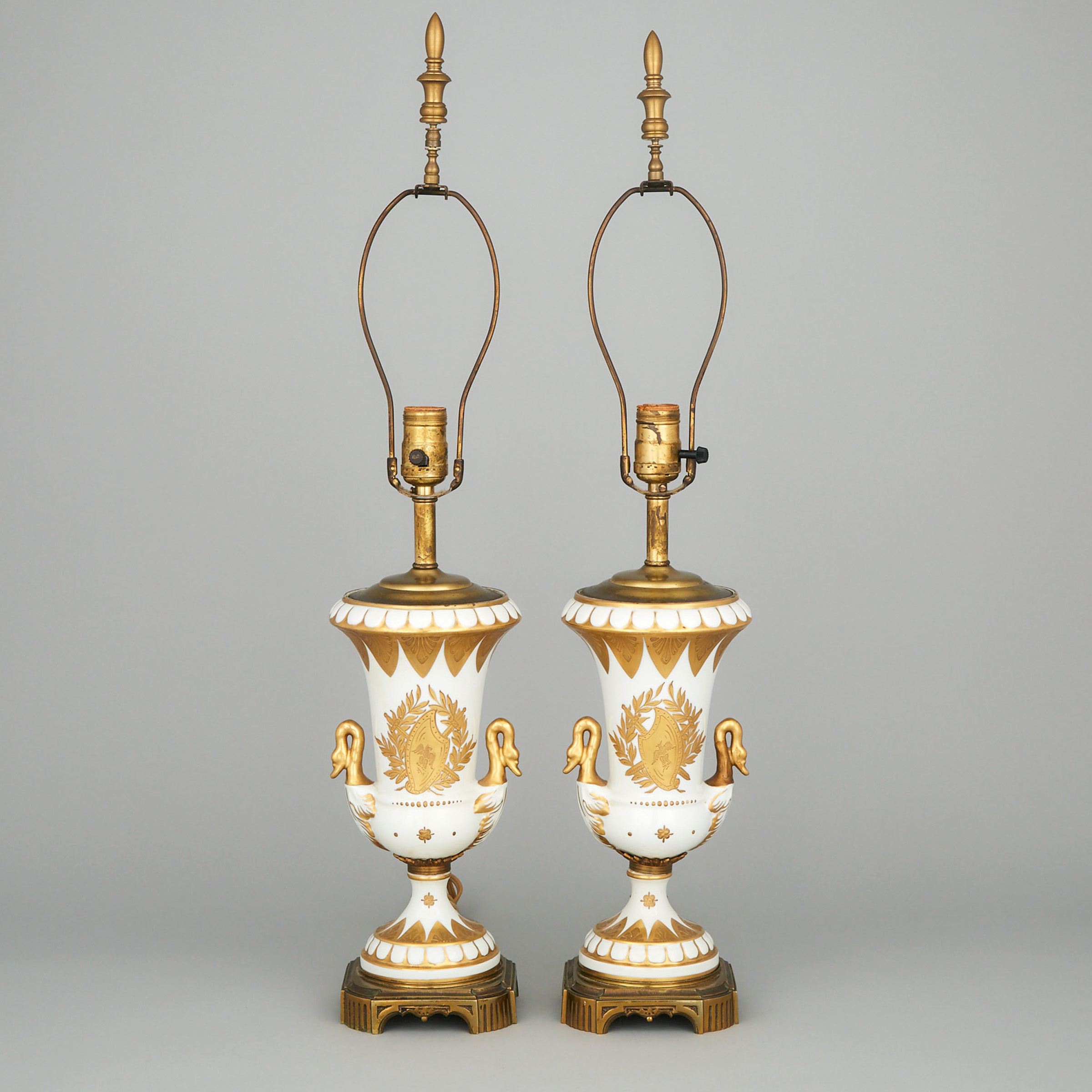 Pair of French Porcelain Table Lamps, 20th century