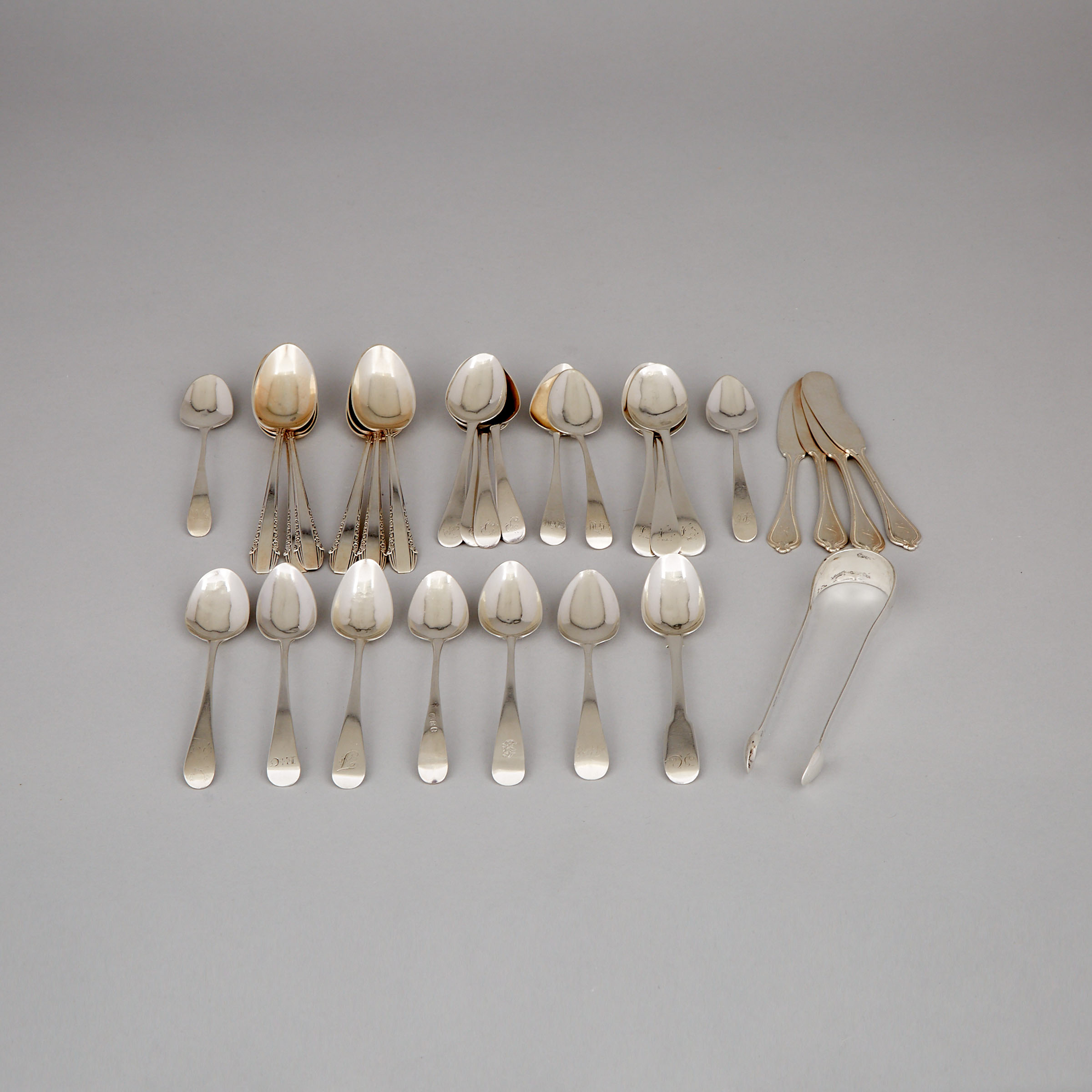 Group of Georgian and American Silver Flatware, early 19th - 20th century