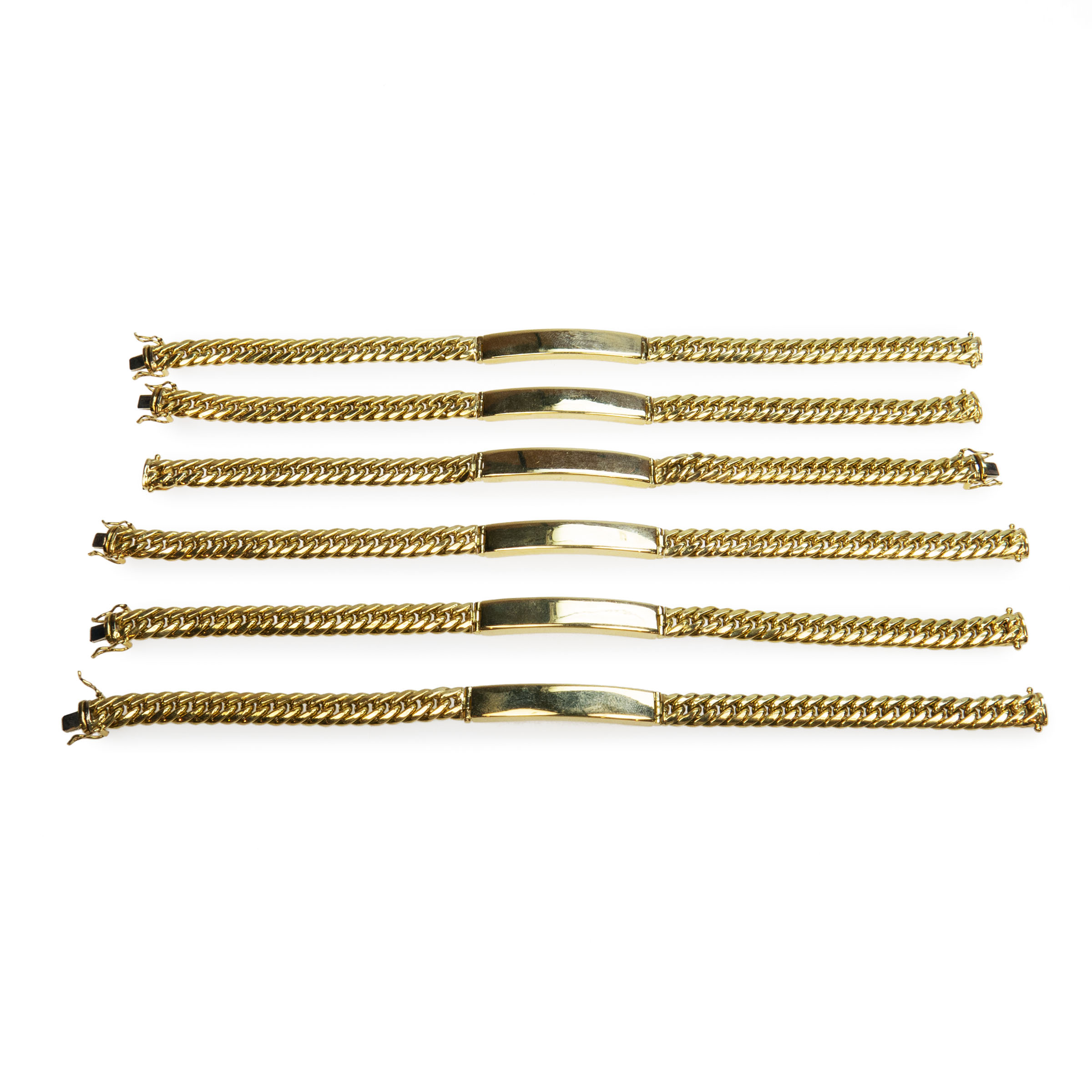 6 X 18K Yellow Gold ID Bracelets