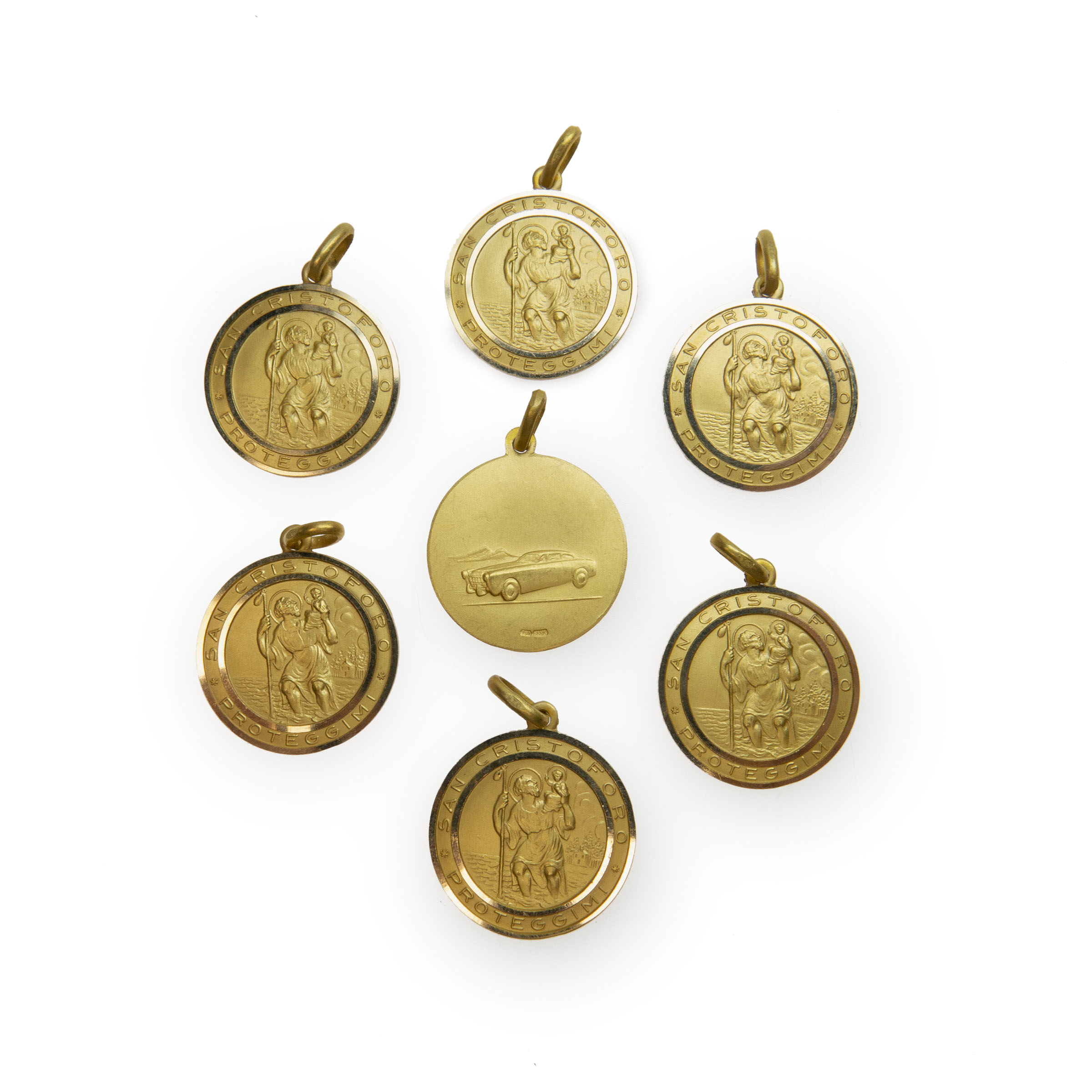 7 X 18K Yellow Gold St. Christopher Medallions