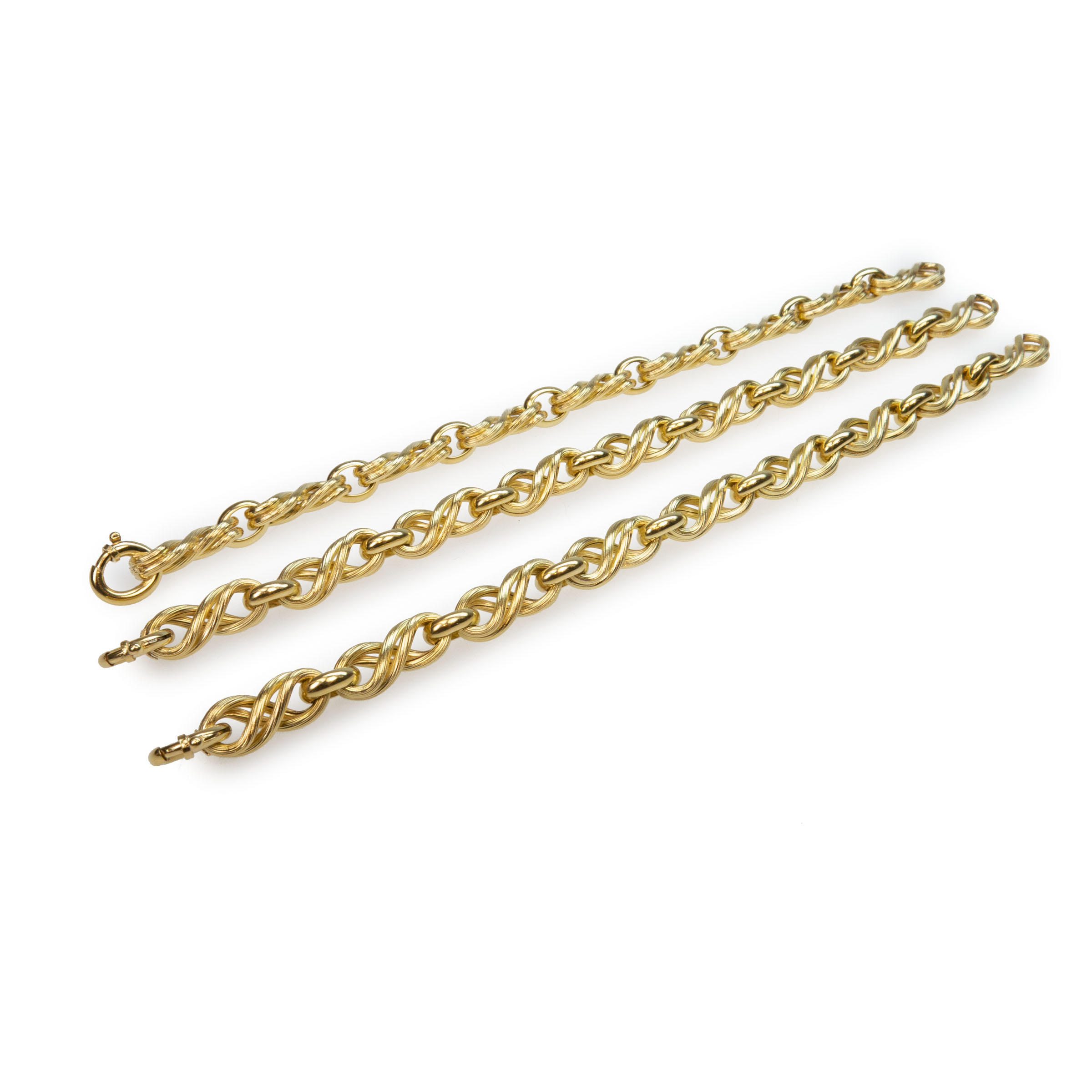 3 X 18K Yellow Gold Link Bracelets