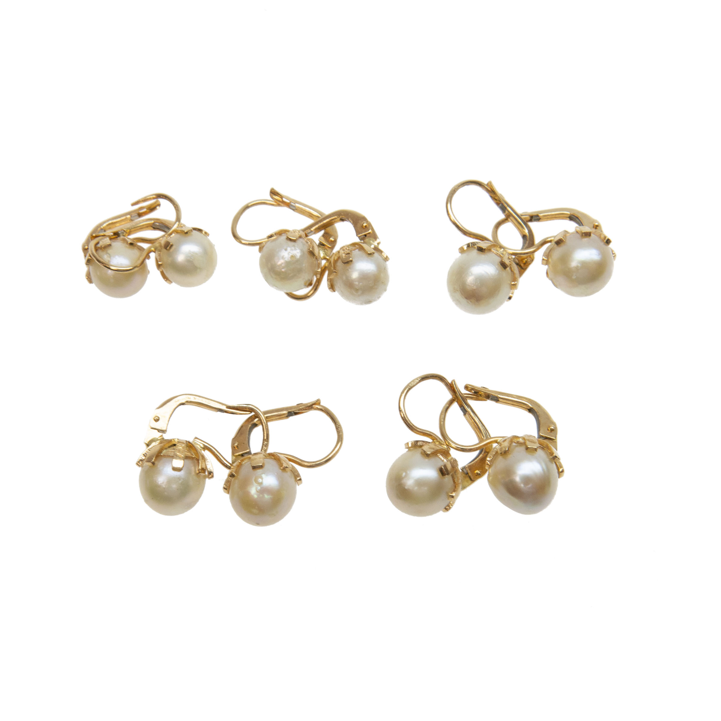 5 X Pairs Of 18K Yellow Gold Earrings