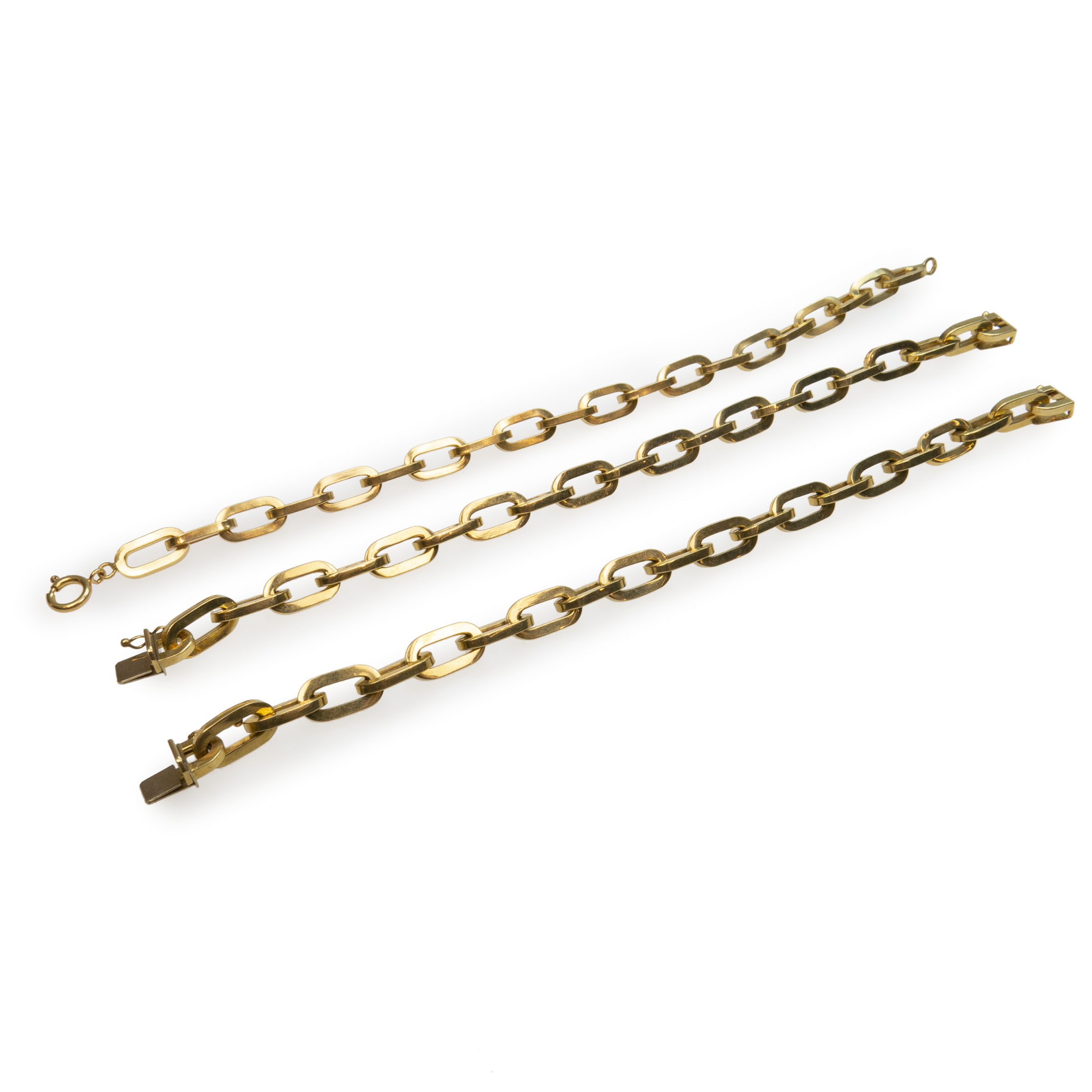 3 X 18K Yellow Gold Link Bracelets