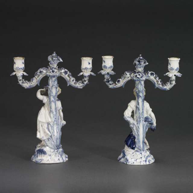 Pair of Dresden ‘Seasons’ Figural Two-Light Candelabra, late 19th century