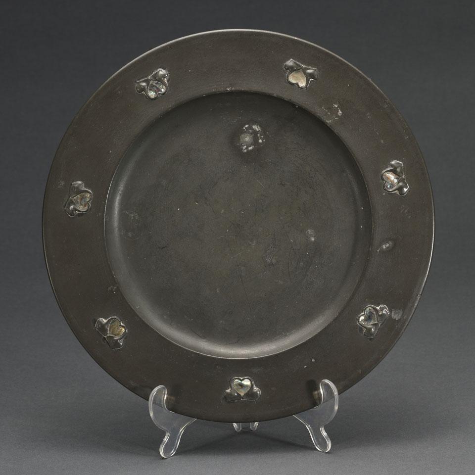 ‘Tudric’ Pewter and Abalone Charger, for Liberty & Co., c.1910
