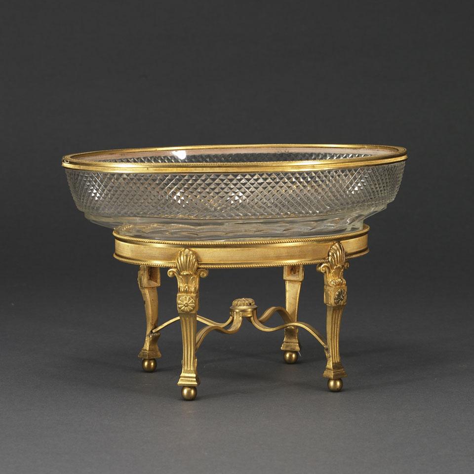 Gilt Bronze and Cut Glass Oval Centrepiece, 20th century