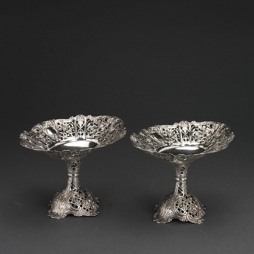 Pair of German Silver Pierced Comports, c.1900