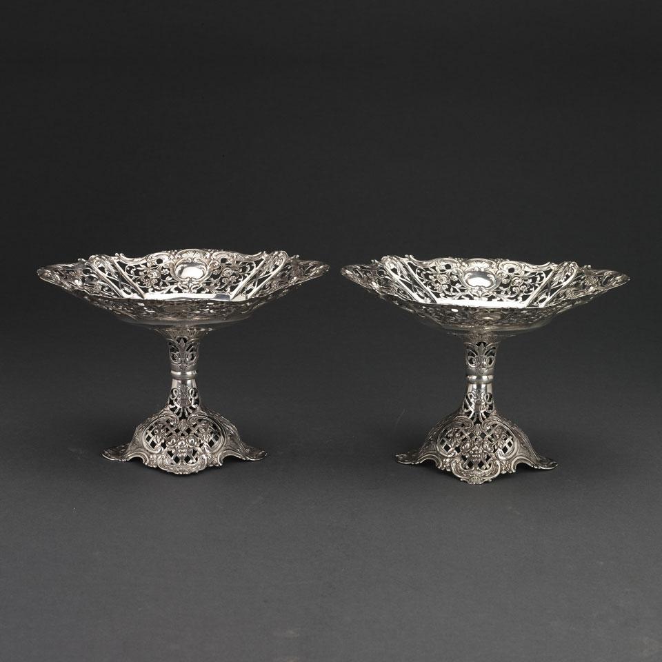Pair of German Silver Pierced Comports, c.1900