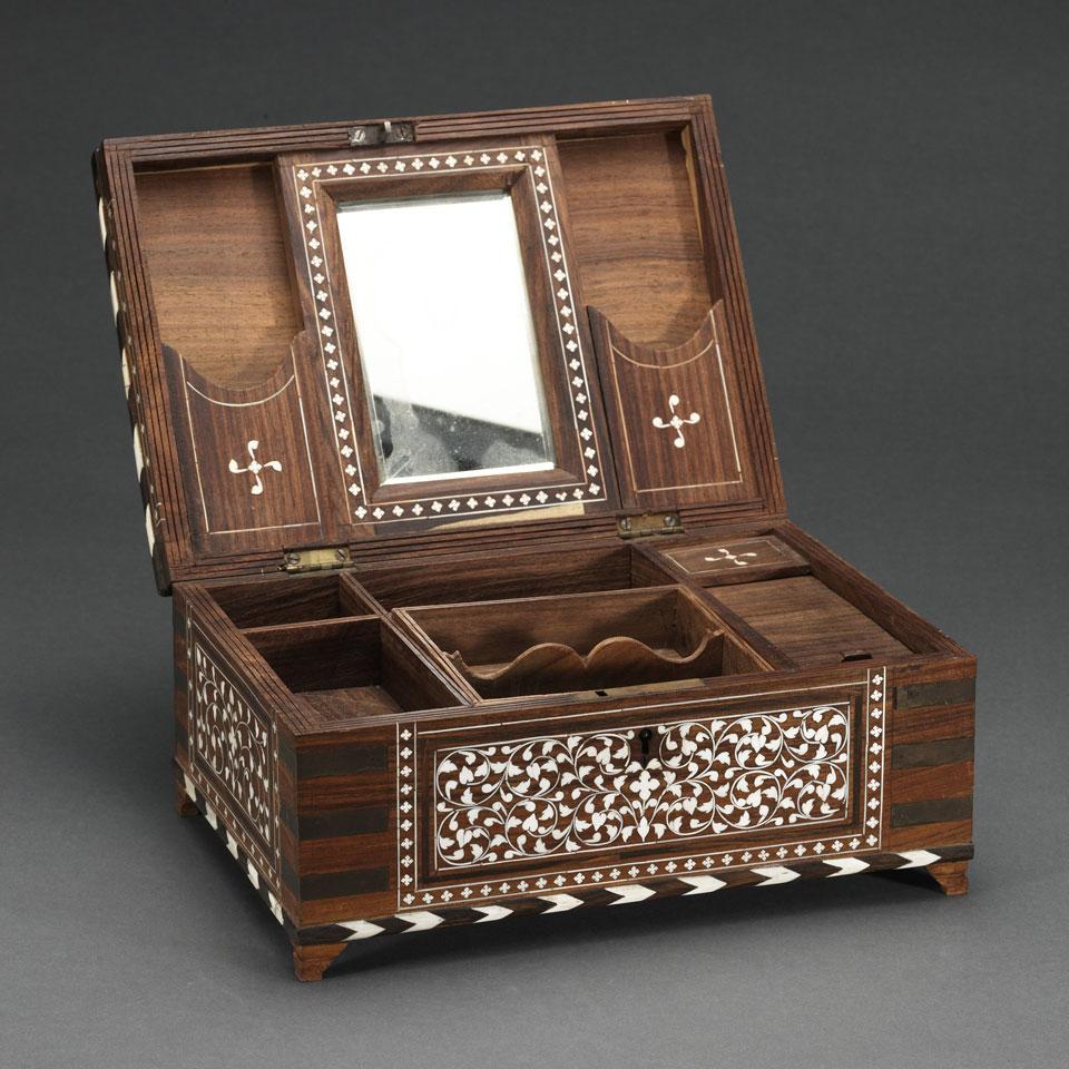 Indian Ivory Inlaid Wood Jewellery Chest, early 20th century