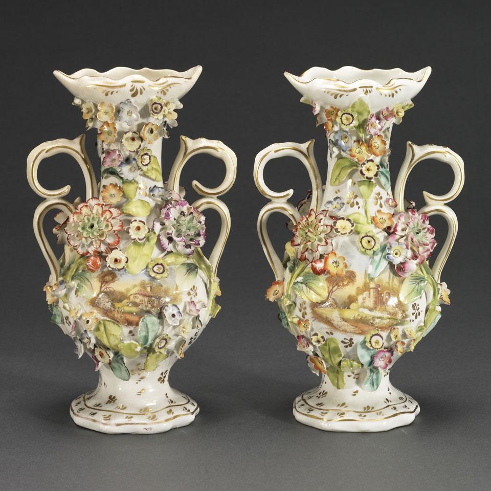 Pair of English Porcelain Vases, probably Coalbrookdale, c.1840