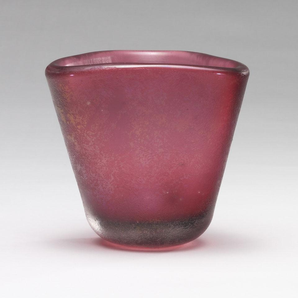 Venini Corroso Red Glass Vase, Carlo Scarpa, c.1940