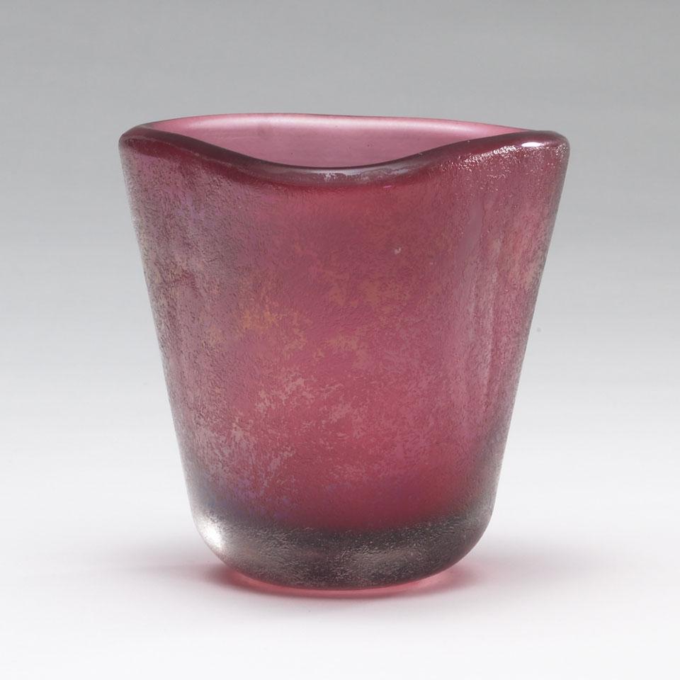 Venini Corroso Red Glass Vase, Carlo Scarpa, c.1940