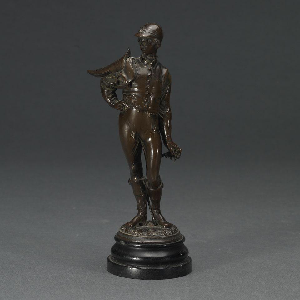 French Patinated Metal Figure of a Jockey, Lalouette, late 19th century