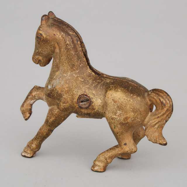Canadian Gilt Cast Iron Horse Form Still Bank, Beaverton Toy Co. c.1918-1930