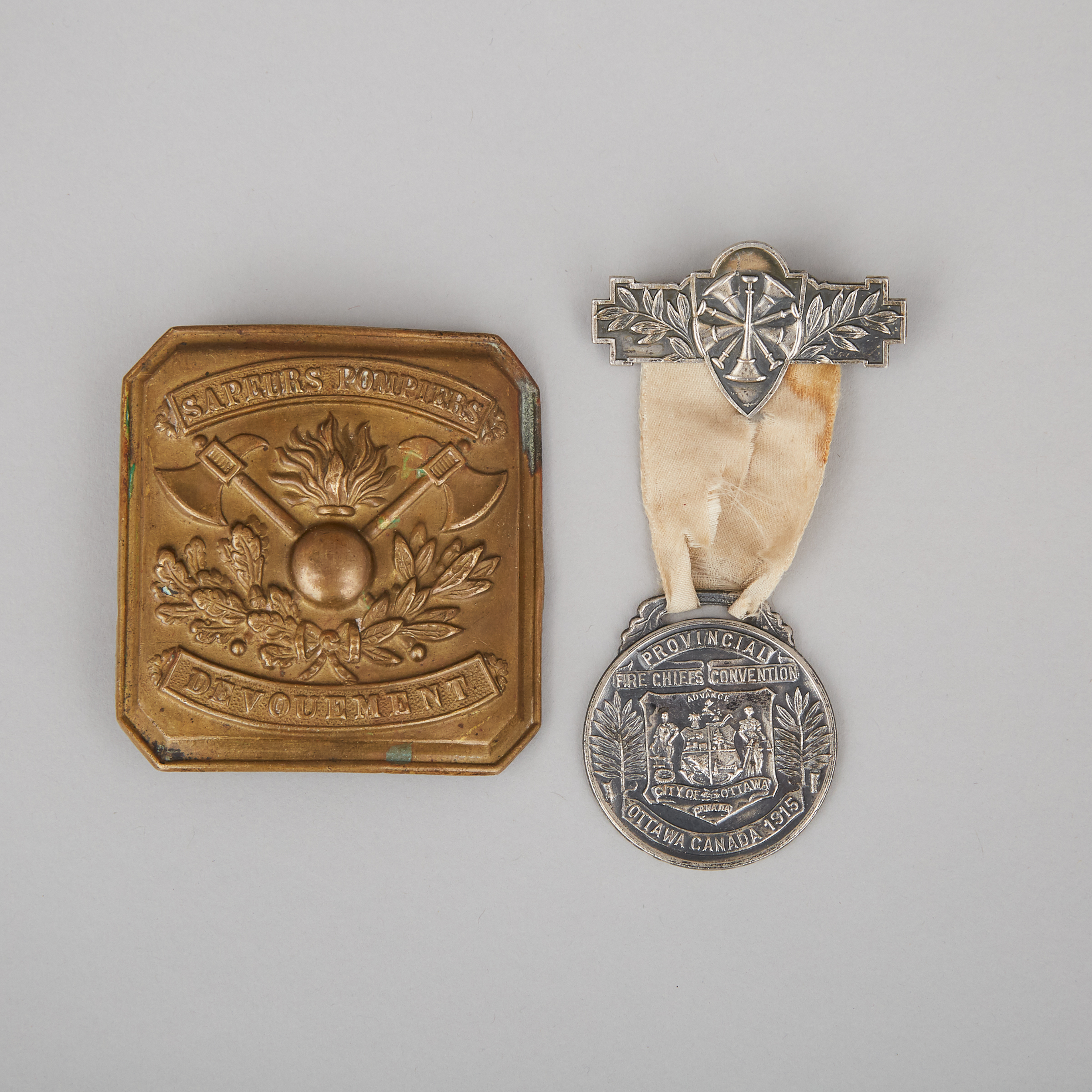 Provincial Fire Chiefs Convention Medal, Ottawa, 1915 and Buckle