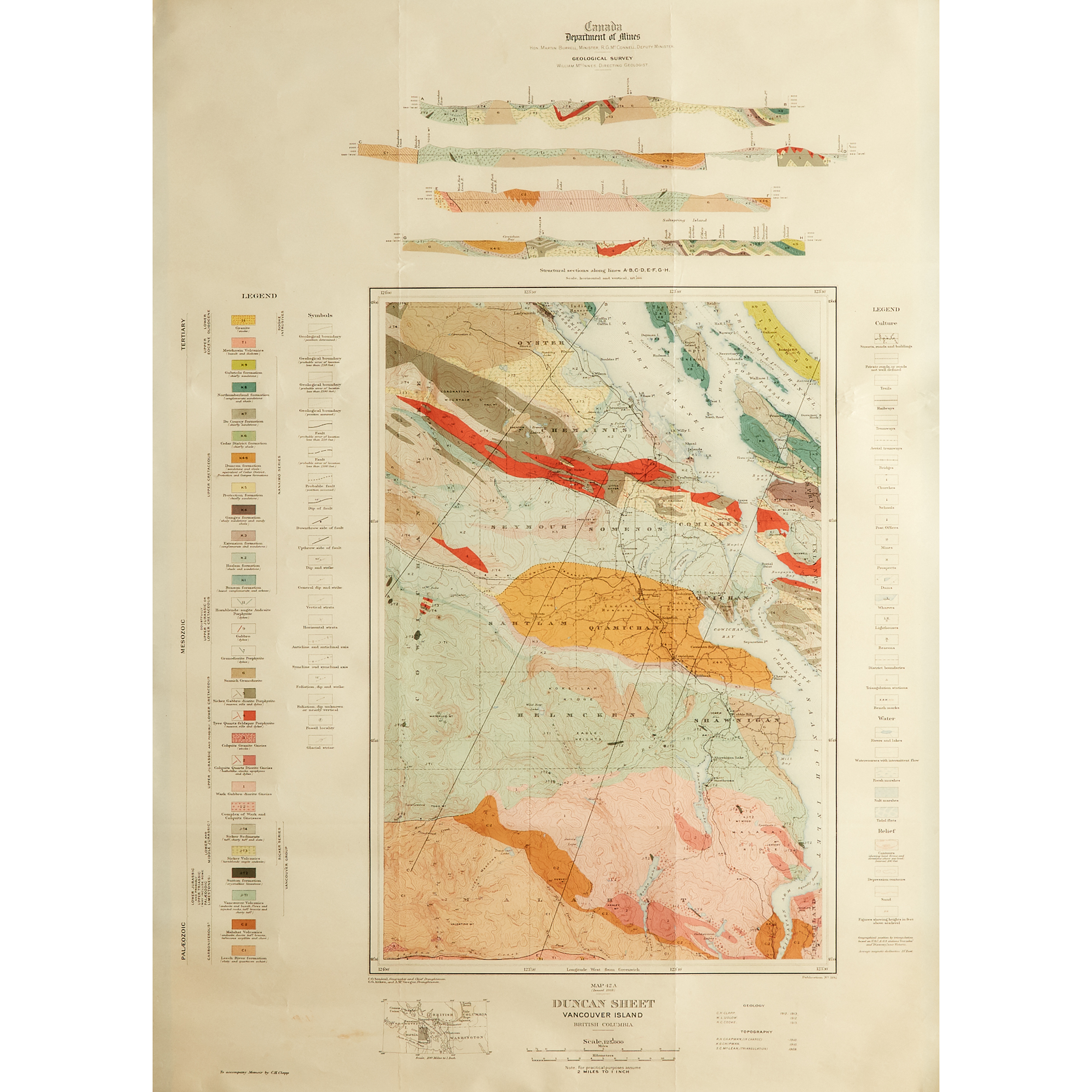 Canada Department of Mines Geological Survey of Duncan, British Columbia, 1918