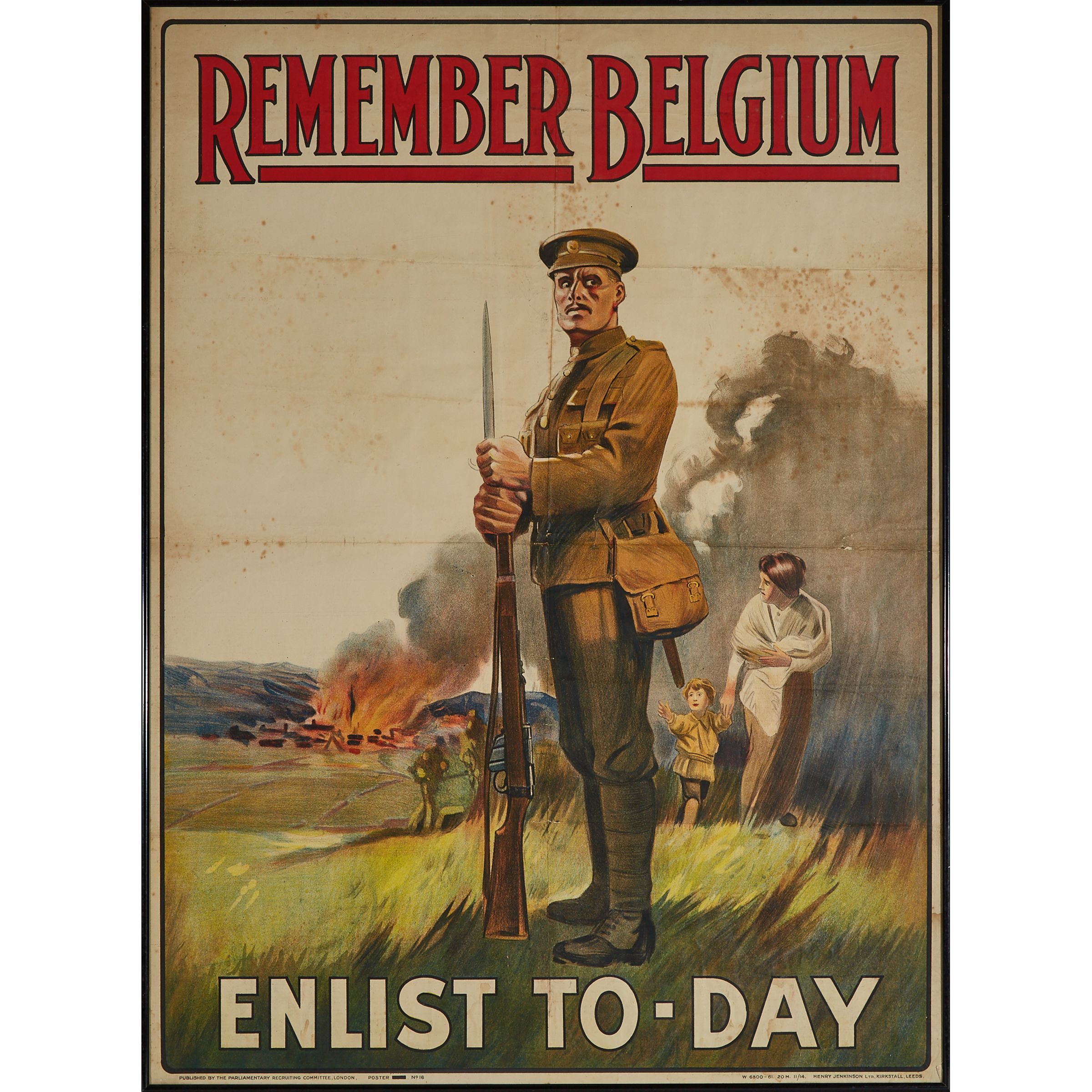 British World War I 'Remember Belgium' Recruiting Poster, c.1915