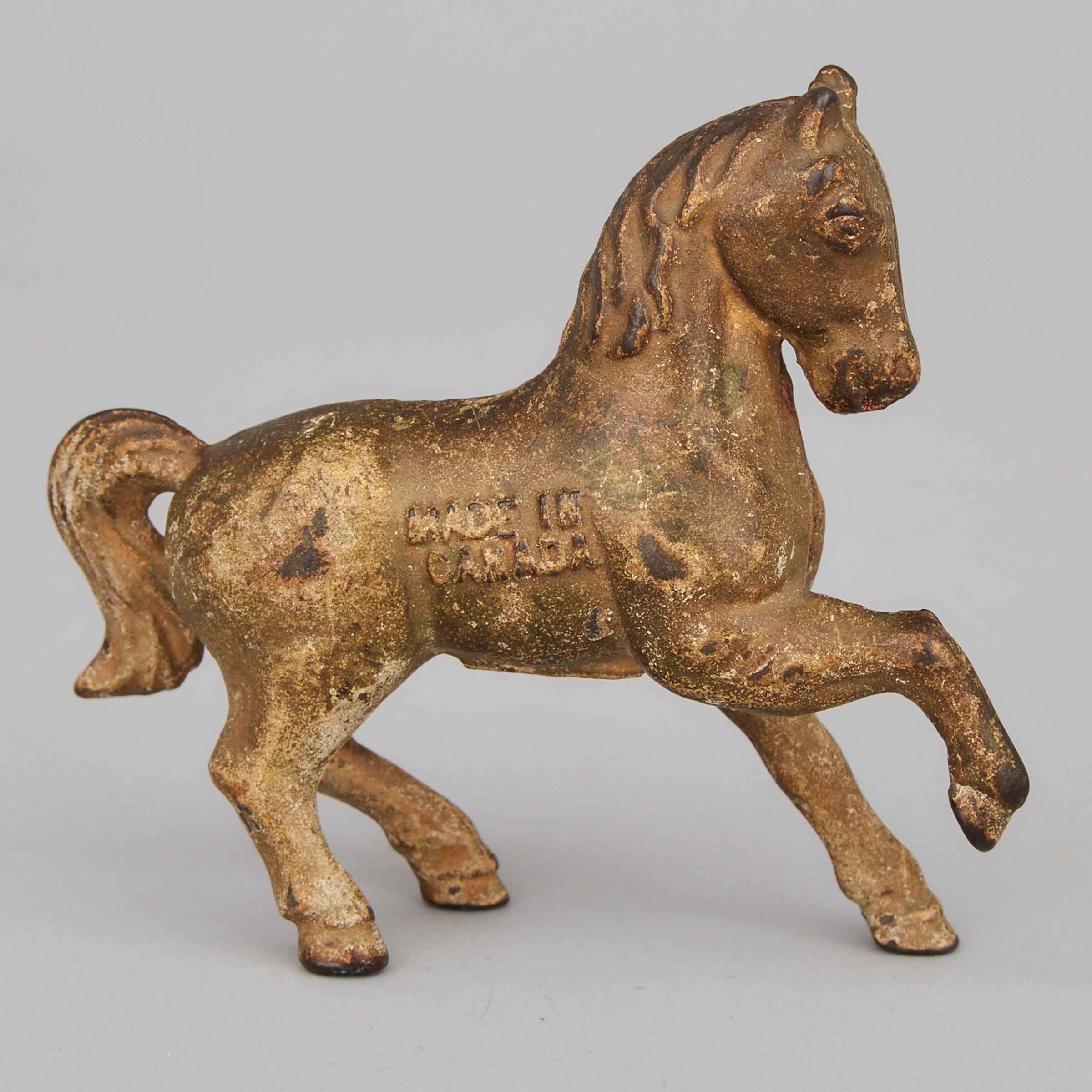 Canadian Gilt Cast Iron Horse Form Still Bank, Beaverton Toy Co. c.1918-1930