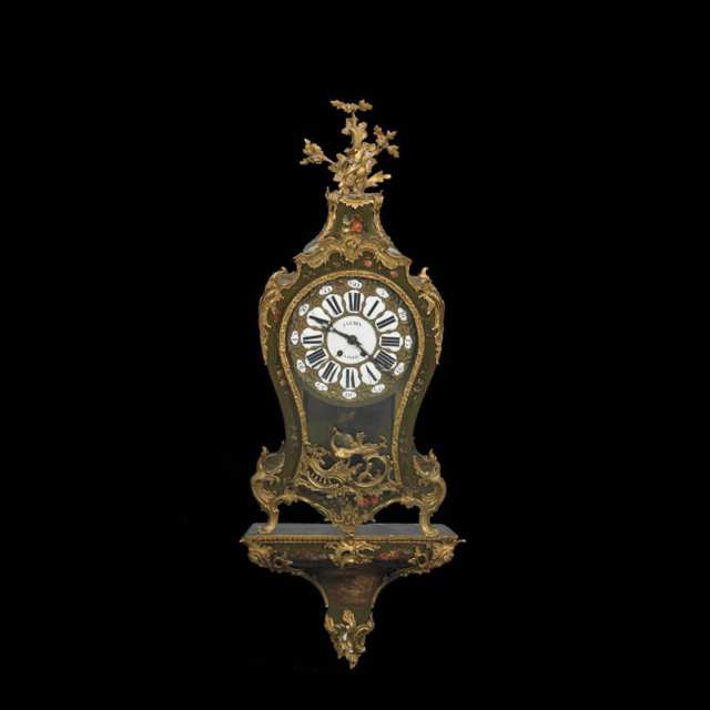 French Ormolu Mounted Vernis Martin Cased Clock with Bracket, J. Gudin à Paris, 18/19th century