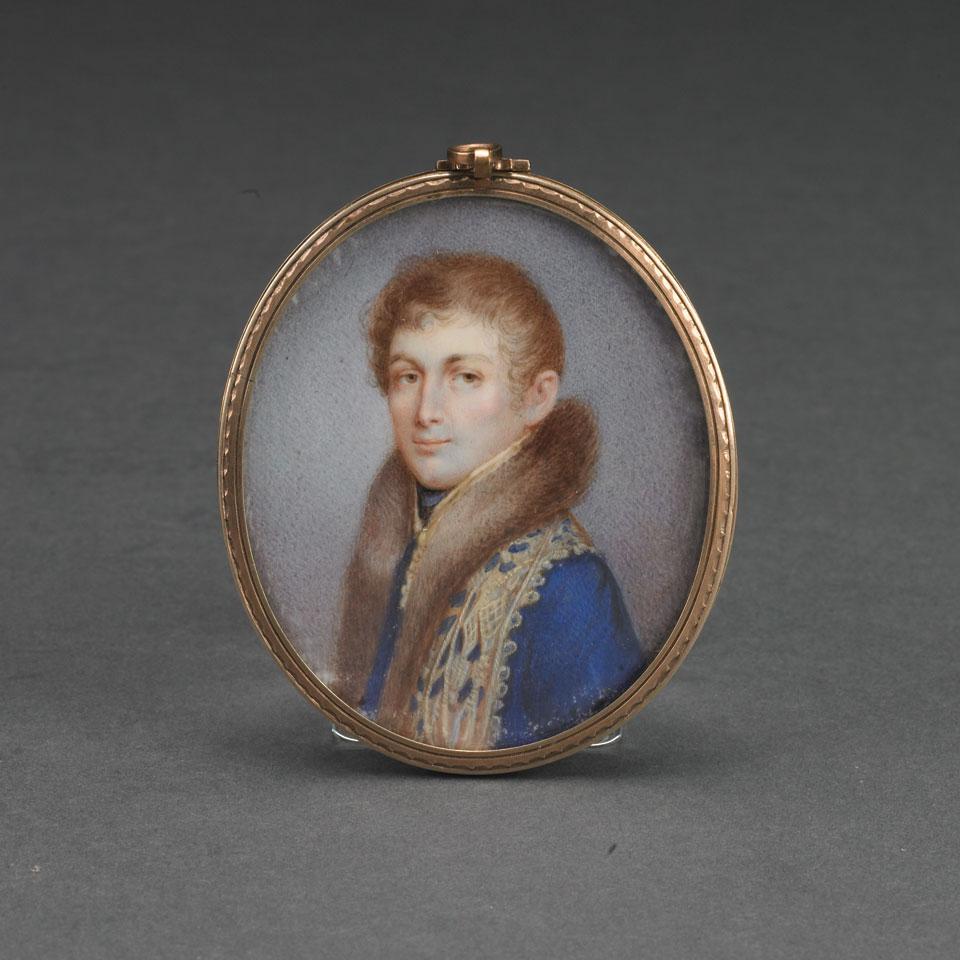 Painted Miniature Portrait, possibly of Tsar Alexander I, 19th century