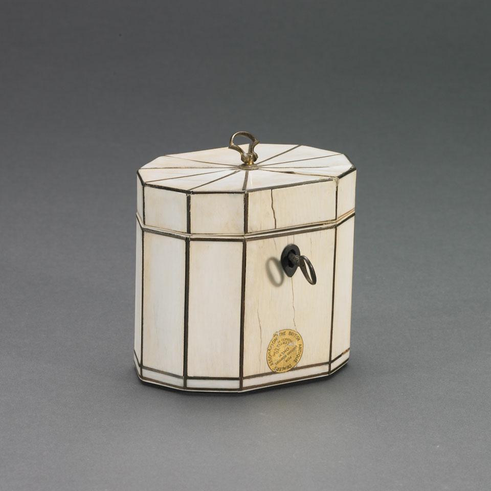 English Ivory Decagonal Tea Caddy, late 18th century