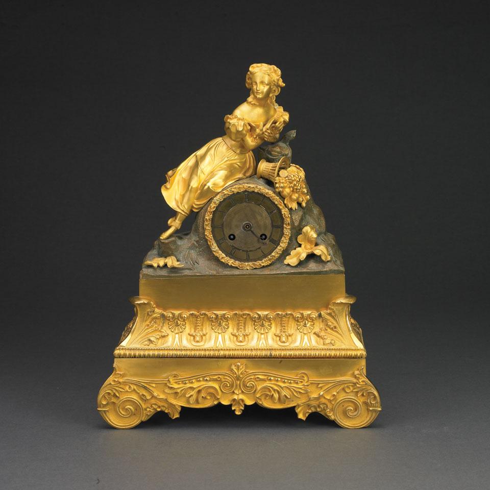 French Gilt Bronze Cased Mantel Clock, Lainé à Paris, late 19th century