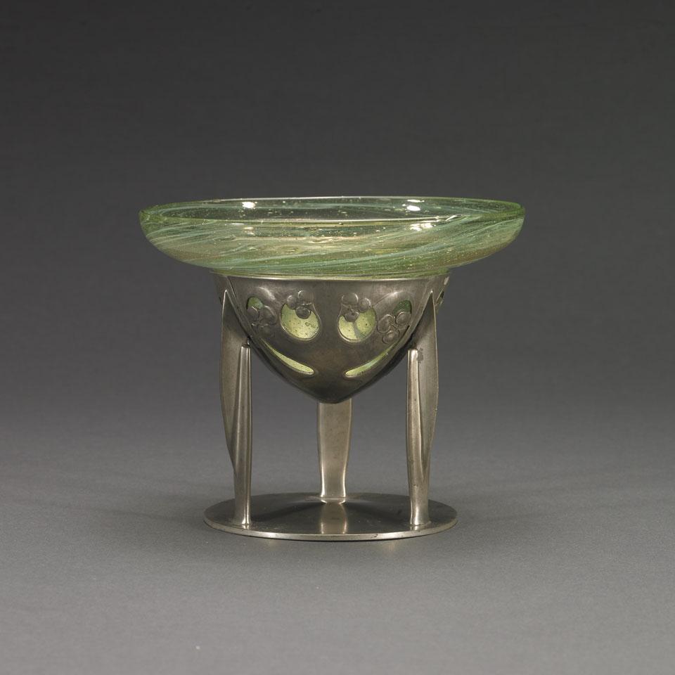 Tudric Pewter and Clutha Glass Bowl, Archibald Knox for Liberty & Co., c.1902-05
