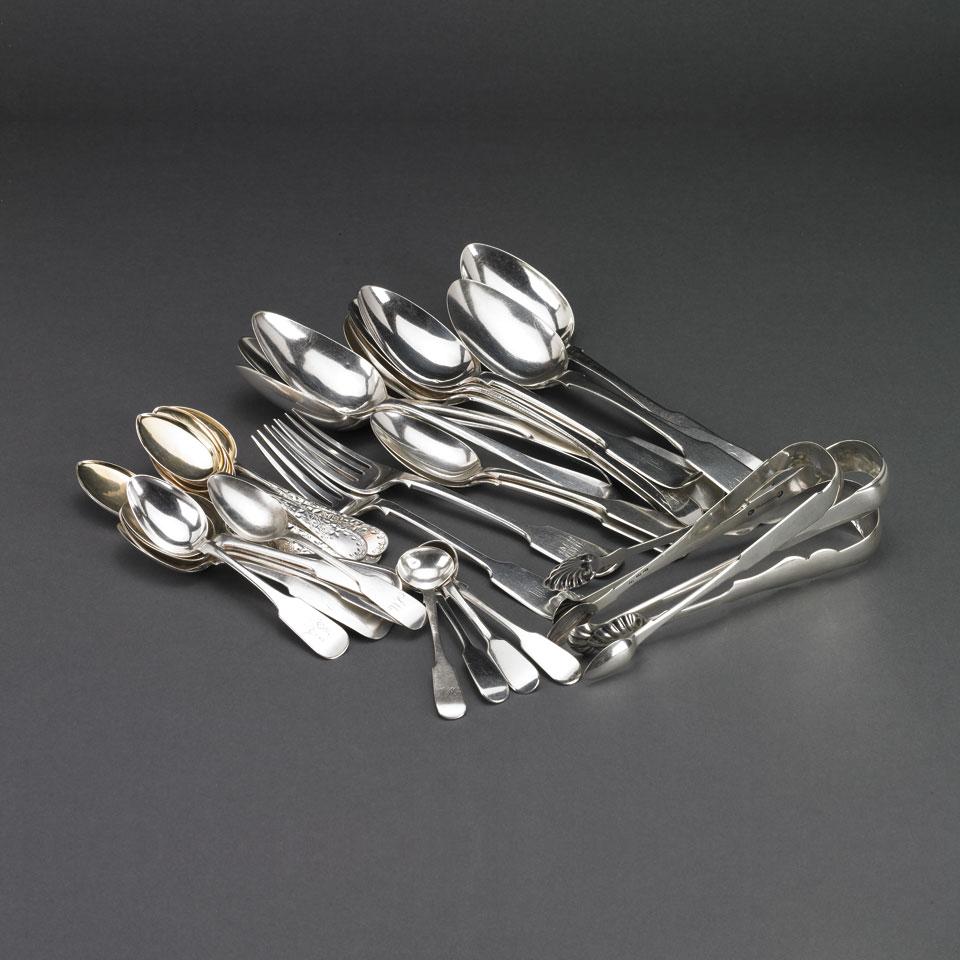 Group of Canadian Silver Flatware, various Ontario, Quebec and Maritime makers, 19th century