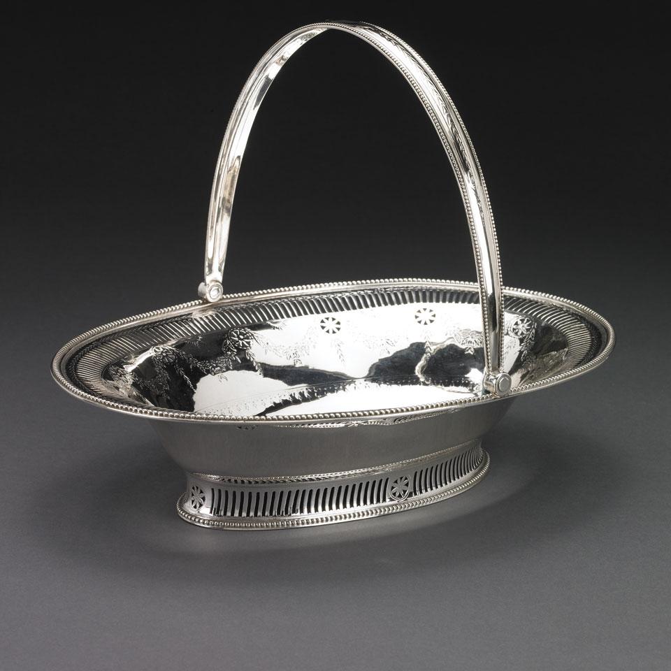 George III Silver Oval Cake Basket, probably William Plummer, London, 1782
