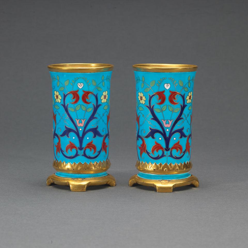 Pair of Minton ‘Cloisonné’ Vases, attributed to Dr. Christopher Dresser, 1870