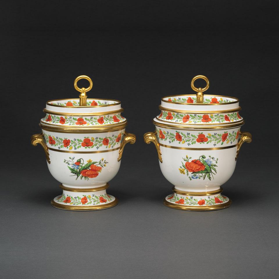 Pair of Spode Fruit Coolers with Covers and Liners, c.1815