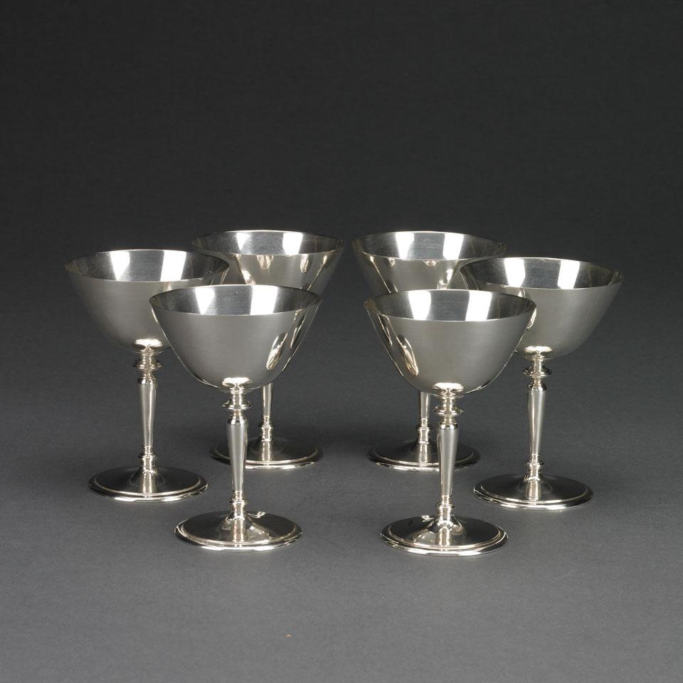 Six American Silver Goblets, Tiffany & Co., New York. N.Y., 20th century