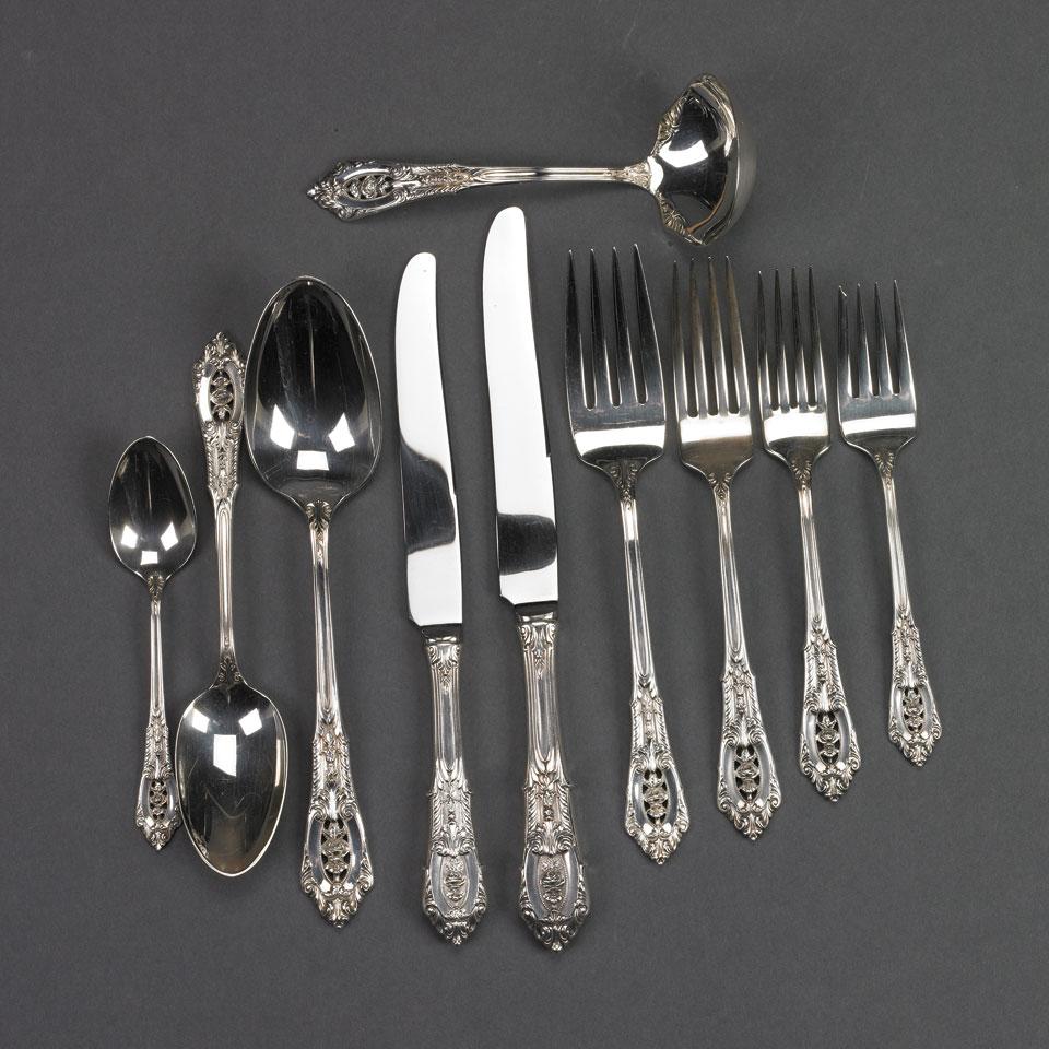 American Silver ‘Rosepoint’ Flatware Service, Wallace Silversmiths, Wallingford, Ct., 20th century