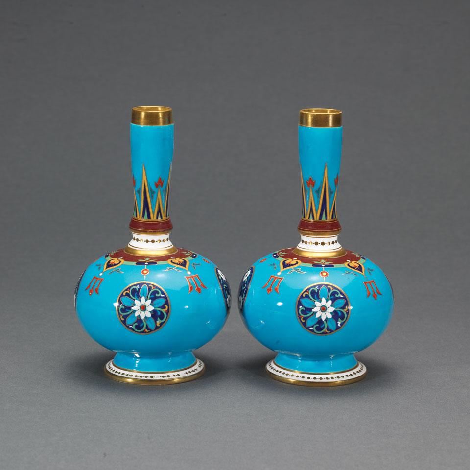 Pair of Minton ‘Cloisonné’ Vases, attributed to Dr. Christopher Dresser, 1870