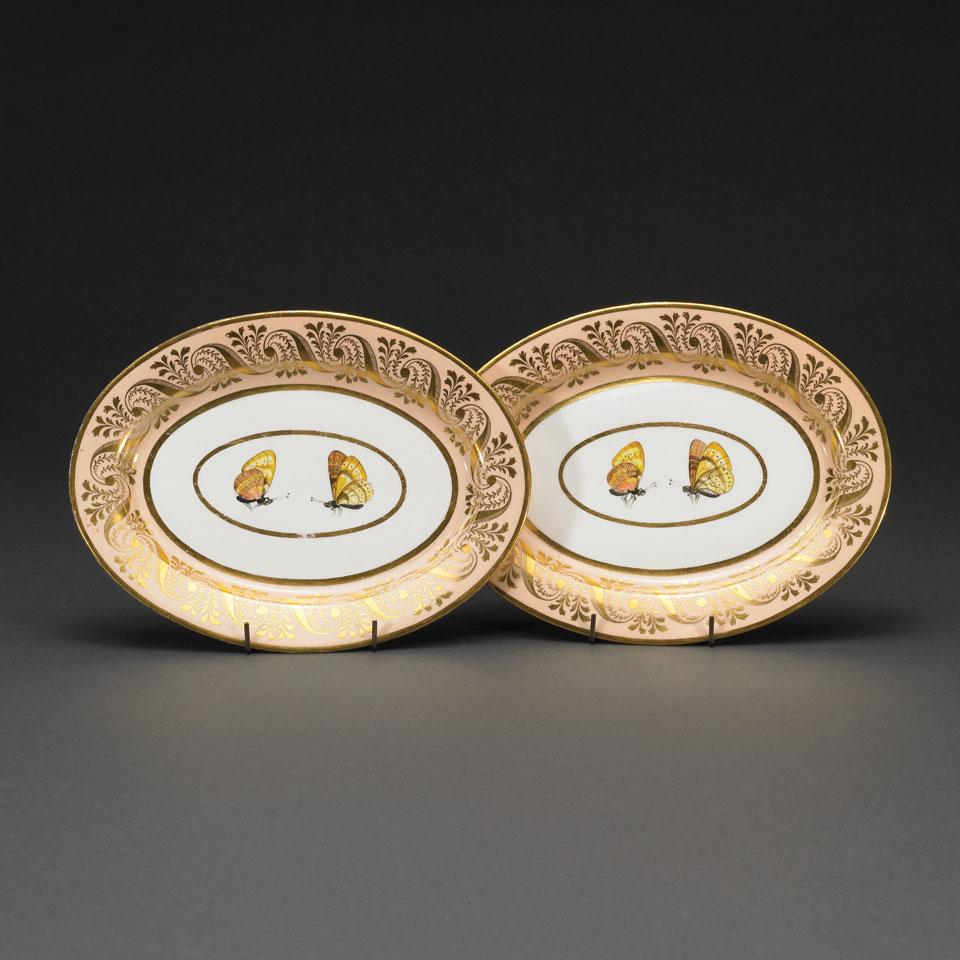 Pair of Barr, Flight & Barr Worcester Small Oval Platters, c.1804-13