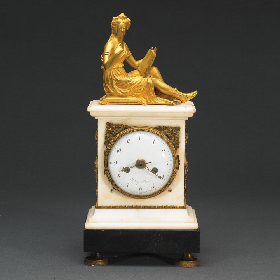French Gilt Bronze and Marble Cased Mantel Clock, Le Roy à Paris, late 19th century