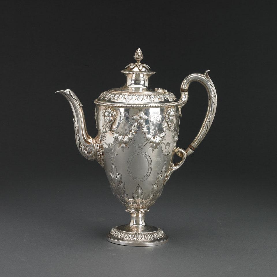 Victorian Silver Coffee Pot, Richard Martin & Ebenezer Hall, Sheffield, 1867