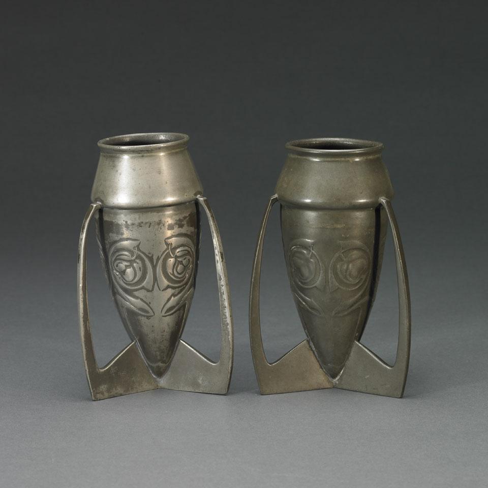 Pair of ‘Tudric’ Pewter Vases, Archibald Knox for Liberty & Co., c.1905