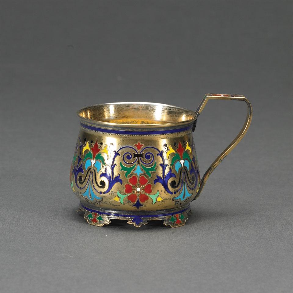 Russian Champlevé Enameled Silver-Gilt Cup, Maria Adler, Moscow, 1878