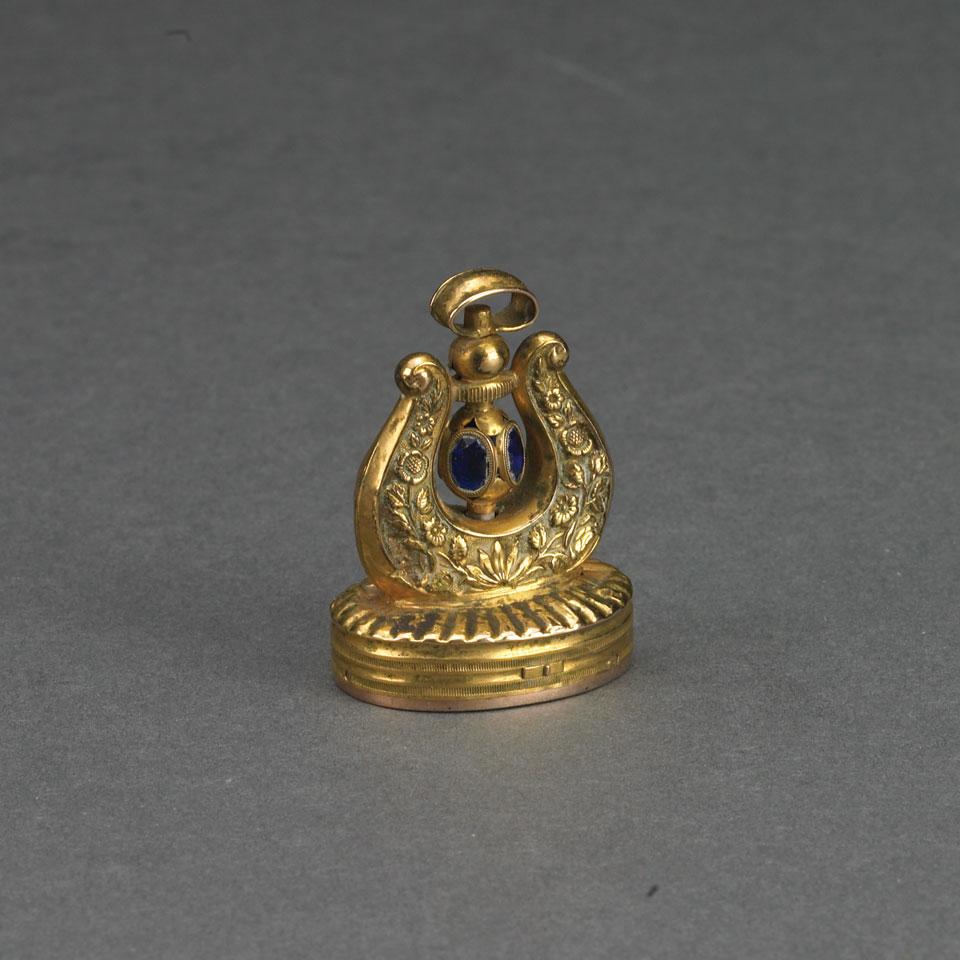 Yellow Gold Musical Watch Fob, early 19th century