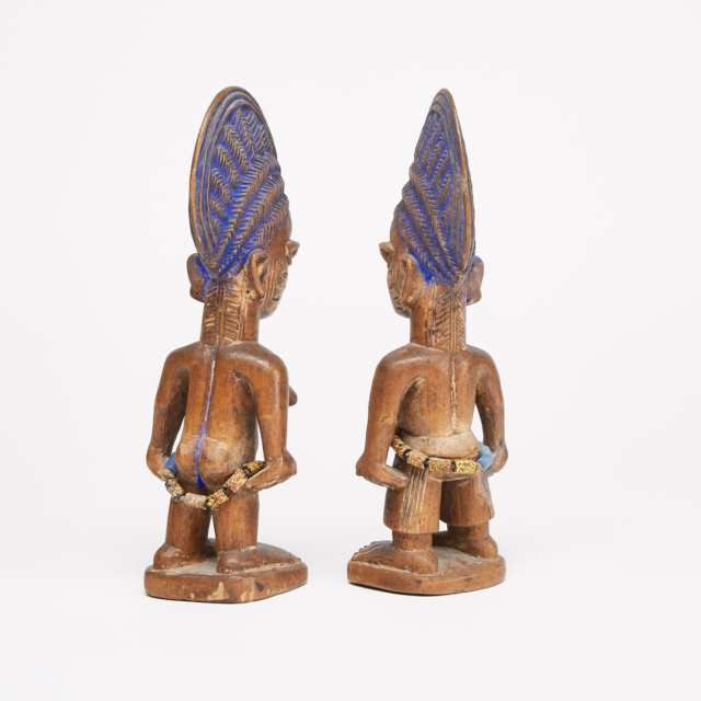A Pair of Yoruba Ibeji Male and Female Twin Figures, Nigeria, West Africa