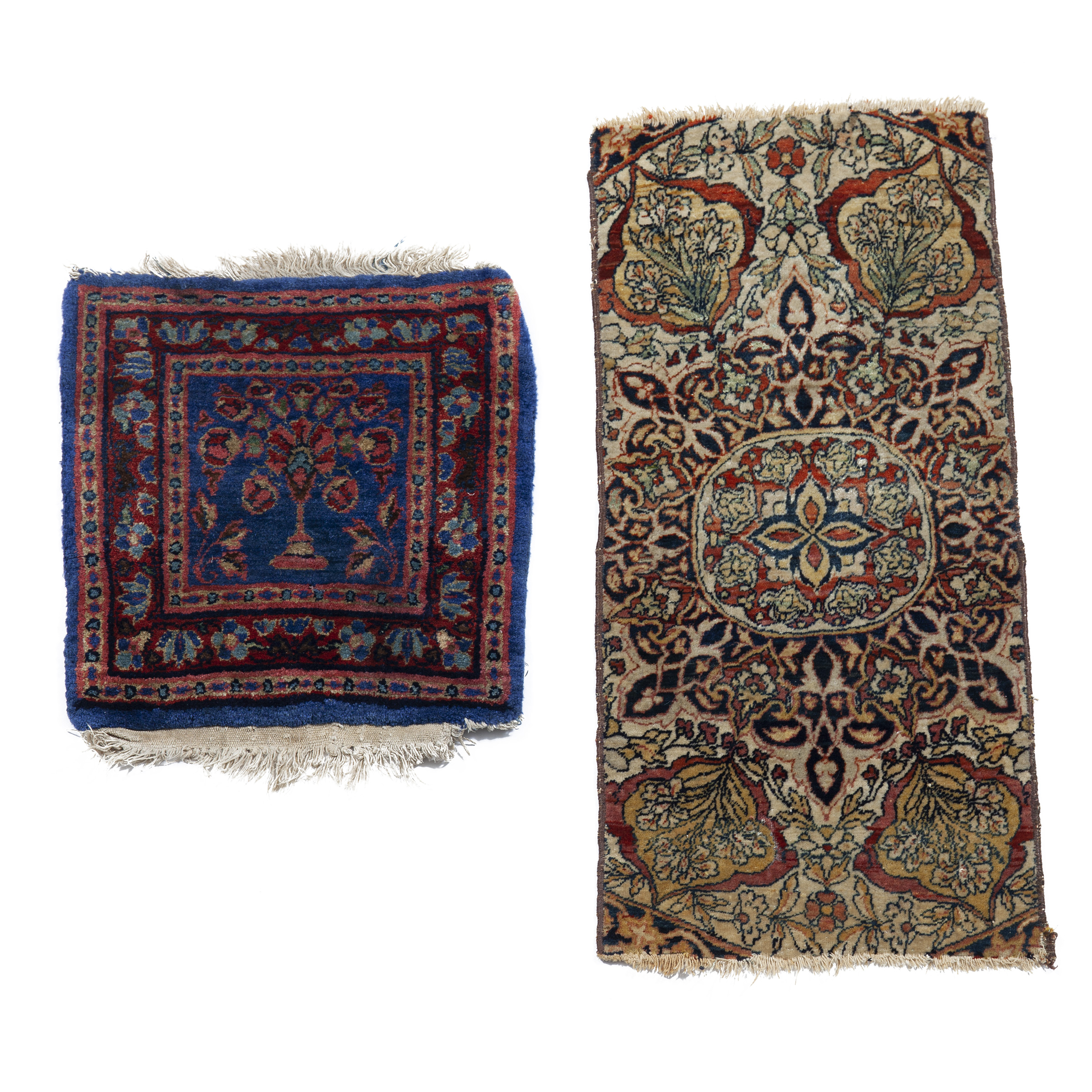 Sarouk Mat together with a Laver Kerman Fragment, Persian,  early 20th century