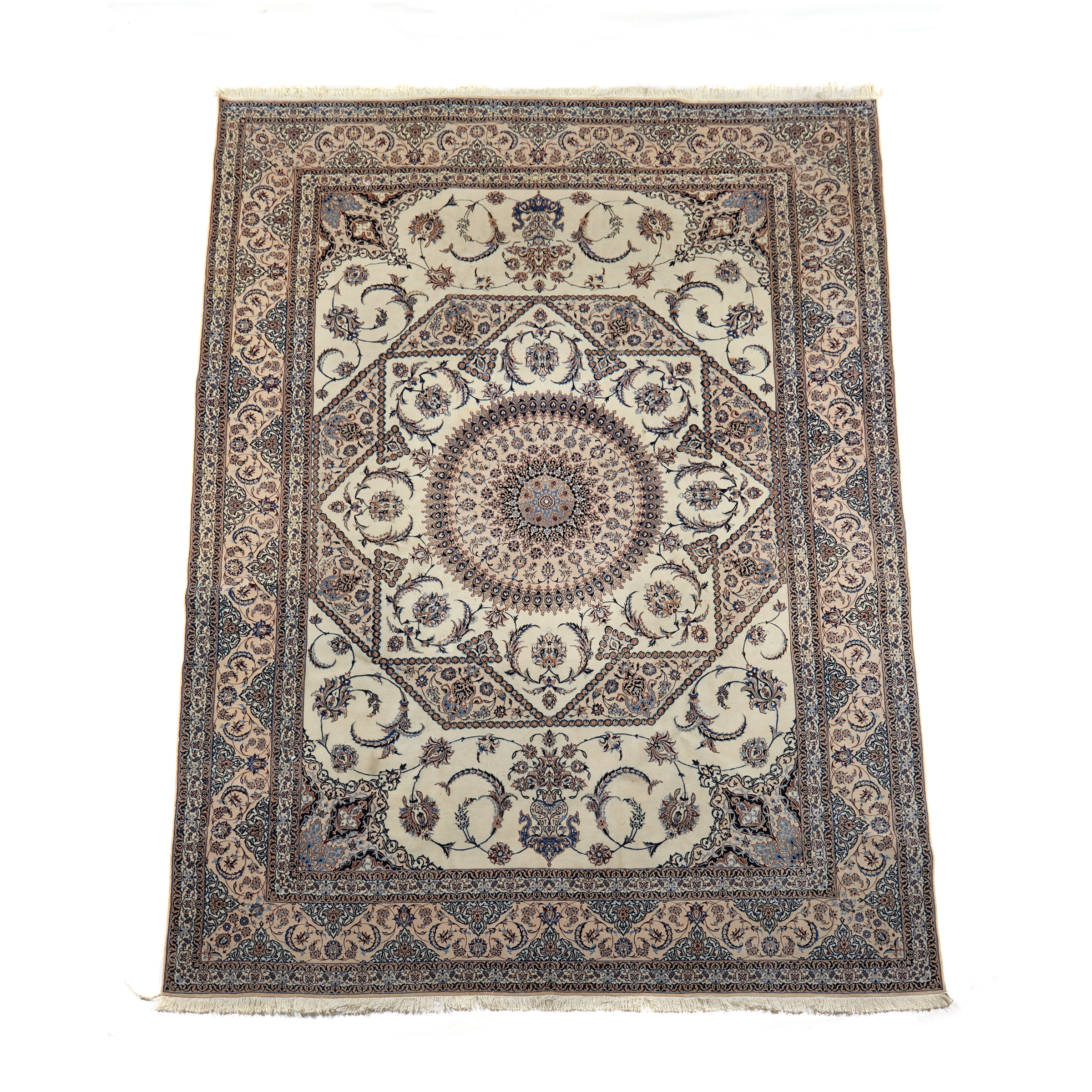 Fine Wool and Silk Nain Carpet, Persian, mid 20th century