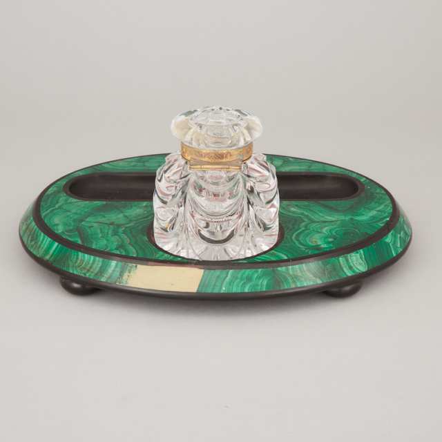 Victorian Malachite and Belgian Marble Desk Stand, 19th century